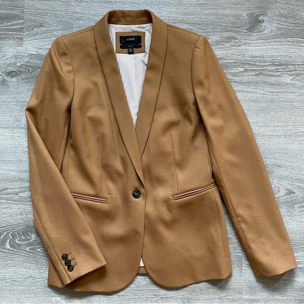 J Crew Parke Blazer in Heather Caramel Wool Flannel Sz Tall 6